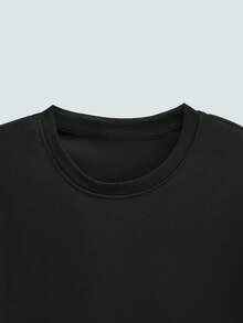 Modcrash 2 件套男士休闲夏季运动纯色圆领短袖 T 恤和短裤，舒适服装 - 黑色 - 查看 3