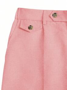 Manfinity Homme Pantalones cortos de bolsillo con botones de unicolor simple para hombres, verano - Rosa - Ver 4