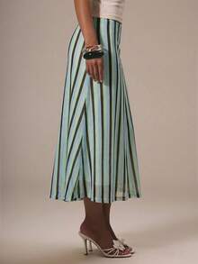 MUSERA Falda de verano linda y delicada con lunares de malla, ideal para graduación, vacaciones, trabajo, oficina, regreso a la escuela, fiesta, San Valentín, primavera - Azul - Ver 4