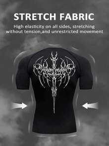 Gym Rark Setelan Olahraga Kasual Pria Lengan Pendek dan Celana Pendek Motif Gothic untuk Sehari-hari, Gym - Hitam - View 2