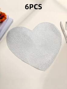 1/4/6PCS Valentine Day Heart Shaped PVC Table Mats Heat Resistant Non Slip Dining Placemats For Home Restaurant Red Black Design Romantic Table Setting - multicolor - View 26