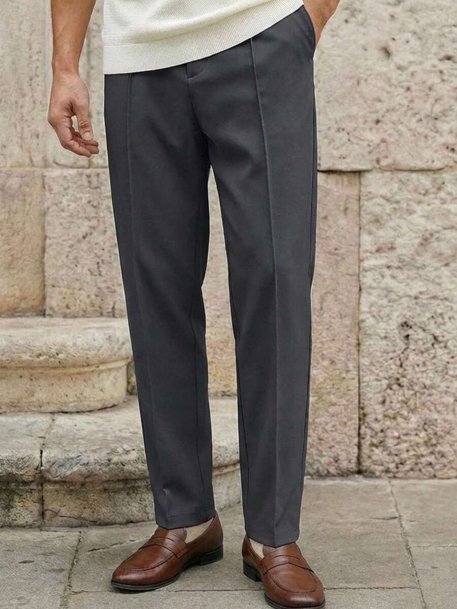 Manfinity VCAY Men's Casual Woven Drawstring Waist Pants With Toothpick Design