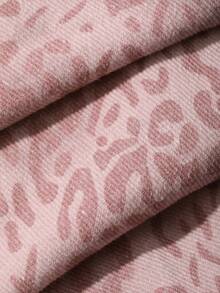 Chaqueta vaquera casual y holgada con estampado de leopardo para mujer - Rosa - Ver 4