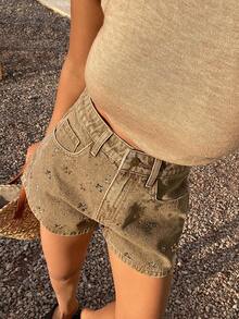 DAZY 女士夏季水钻装饰牛仔短裤 - 棕色 - 查看 6