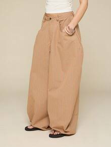 COUREZ Pantalones holgados de tiro bajo con ajuste de barril a cuadros de algodón / Pantalones holgados de tiro bajo estilo Y2K globo sobredimensionados para mujer, pantalones holgados, pantalones holgados de ajuste suelto para festival del Día de la Madre - Naranja - Ver 4