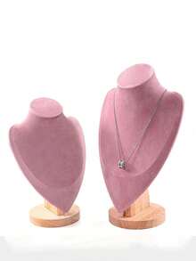 1PC Desktop Velvet Necklace Pendant Jewelry Display Stand Mannequin Bust For Store Window Boutique Trade Show Exhibition Retail Display Supplies Soft Non Scratch Elegant Jewelry Organizer - Pink - View 3