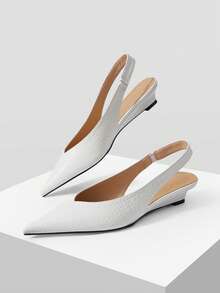 MOTF PREMIUM WOMEN POINT TOE SLINGBACK PUMPS, FOR VALENTINE'S DAY, SPRING SHOES, SPRING BREAK EASTER PROM HEELS FOR CHRISTMAS - White - View 4