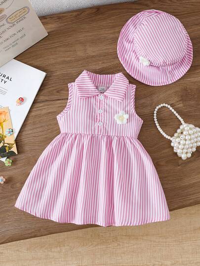 SHEIN Girls Hooded Dress, Fashionable Children Summer Dress