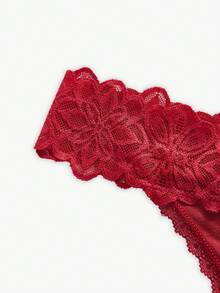 Bisouelle Women's Lace Patchwork Thong Panties, Featuring Delicate Lace Pattern. Made Of Skin-Friendly Fabric, Sexy Low-Waist Design. Exquisite Floral Lace Ladies' Lingerie, High Cost-Performance, Suitable For Dates, Daily Wear And Parties. - Multicolor - View 4