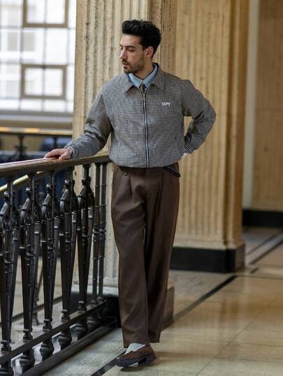 YOUESAWY YOUESAWY 男士休闲夹克，INS街头风格子拉链宽松外套，四季皆宜，适合音乐节和日常搭配，男友/老公礼物，Y2K风格