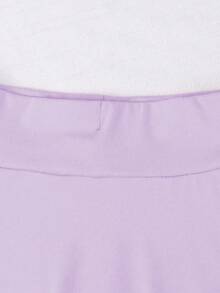 SHEIN 女童休闲百搭运动、瑜伽、芭蕾舞、学校紧身裤短裤裙，春夏款 - 紫色 - 查看 4