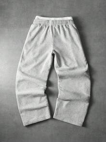 PAVTROS Pantalones de chándal de pierna ancha con cordón para hombre, estilo urbano - Gris - Ver 2