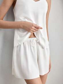 Ocili 缎面光滑柔软舒适女士睡衣套装 - 白色 - 查看 7