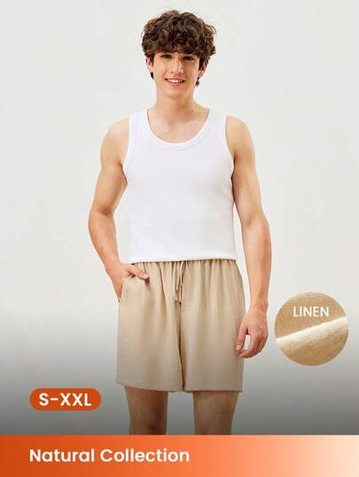 LUVLETTE Men's Linen Summer Breathable Fabric Shorts Loose Fit & Comfortable Waist Cool Ventilated Home Wear