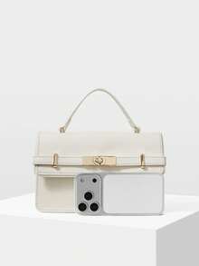 MOTF WOMEN'S FASHION HANDBAG, EXQUISITE STRAPS, SHOPPING COMMUTER SMALL SQUARE BAG - Beige - View 4