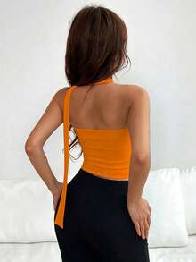 Almamuse Áo quây xếp ly họa tiết da báo kèm khăn quàng cổ - trái cam - Xem 2