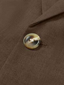 Manfinity Mode Coffee 's 2 Pieces Formal Suit, Solid Color Blazer And Pants Set, Business Casual Autumn Wedding Suit Prom, Simple Fashion Daily Wear Gift, Ceremony - Brown - View 6