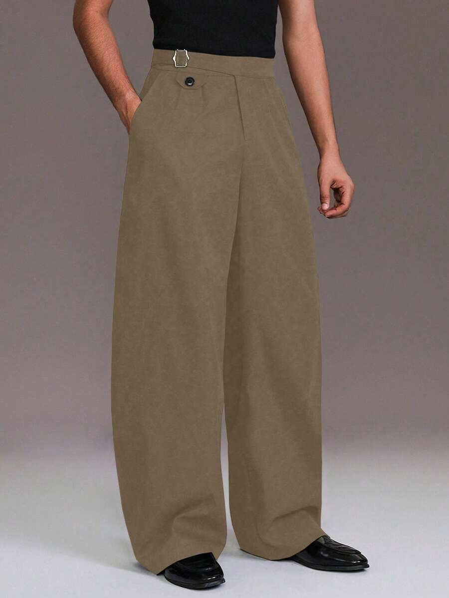 STYNVO Pantalones sueltos de unicolor de moda para hombres - Marrón Mocha - Ver 1