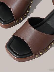 Styleloop Women's Square Toe Is Fashionable, Simple, Breathable And Comfortable, Buckle-Strapped Sandals For Daily Parties And Banquets, Holiday Atmosphere, Summer Wear, A Must For Travel - Brown - View 6
