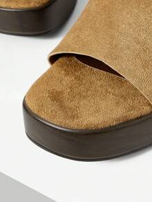 MOTF 优雅方头坡跟厚底中跟休闲舒适套脚凉鞋，适合工作、通勤、约会、宴会、派对、正式场合等夏季穿着。 - 摩卡棕 - 查看 6