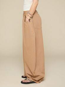 COUREZ Pantalones holgados de tiro bajo con ajuste de barril a cuadros de algodón / Pantalones holgados de tiro bajo estilo Y2K globo sobredimensionados para mujer, pantalones holgados, pantalones holgados de ajuste suelto para festival del Día de la Madre - Naranja - Ver 5