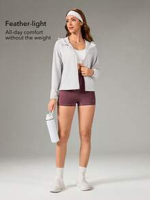 OutZeal Women Sun-Proof Jacket Summer Gym Workout UV Protection Cool Touch Hooded Outdoor Jacket Solid Color - Light Grey - View 5