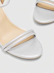 CUCCOO BIZCHIC Women's Shoes Square Heel Versatile Silver High Heel Sandals Summer - Silver - View 7