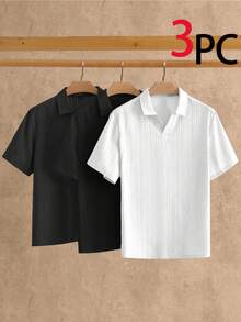 Manfinity VCAY Bộ 3 áo polo nam tay ngắn tối giản bằng lụa băng, thích hợp cho mùa hè. - Nhiều màu - Xem 2