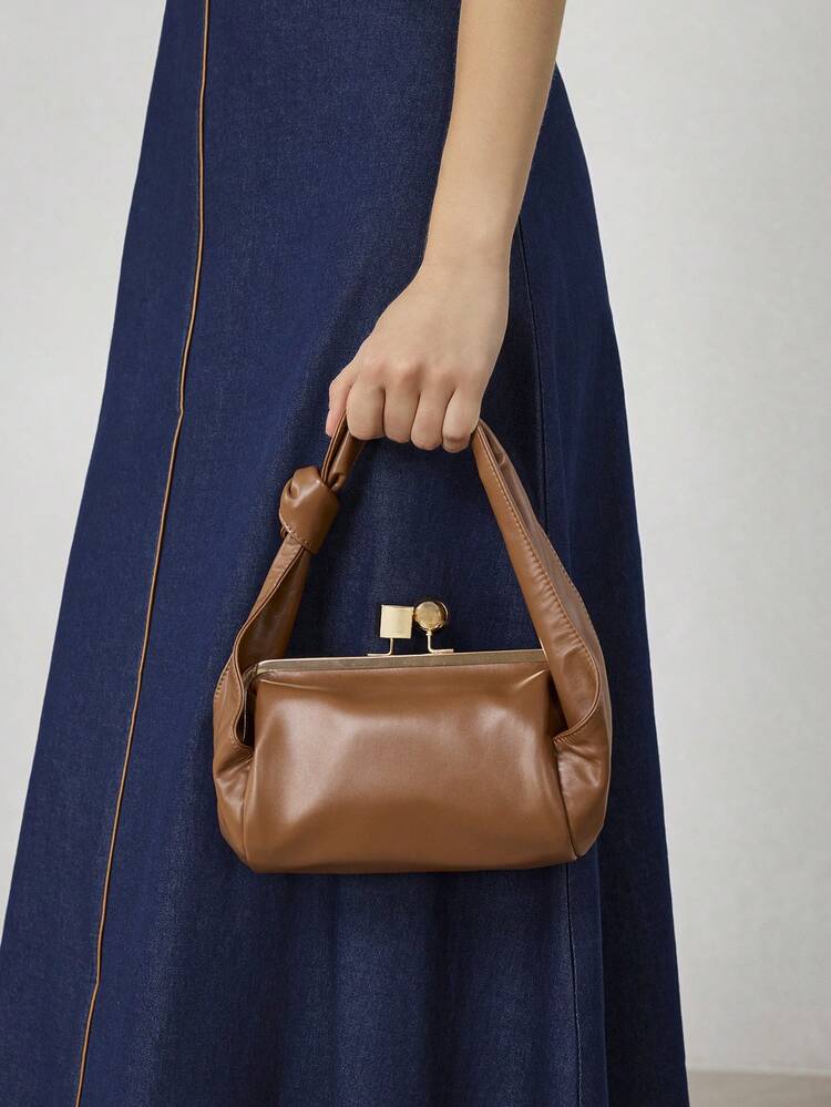 WOMEN'S KNOT STRAP KISS LOCK HANDBAG
