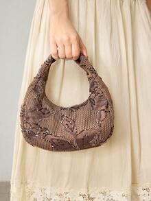 MOTF PREMIUM BOLSO DE MANO CON ASA SUPERIOR Y CREMALLERA CON LENTEJUELAS, ADECUADO PARA FIESTAS - Café - Ver 7