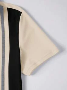 Manfinity Mode Áo polo nam tay ngắn, khóa kéo, cài nửa khuy, kiểu dáng thời trang thường ngày, phối màu tương phản. - Nhiều màu - Xem 4