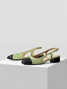 MOTF WOMEN'S SHOES CONTRASTING BUCKLE DESIGN WOMEN'S HIGH HEELS - Pastel Green - View 10