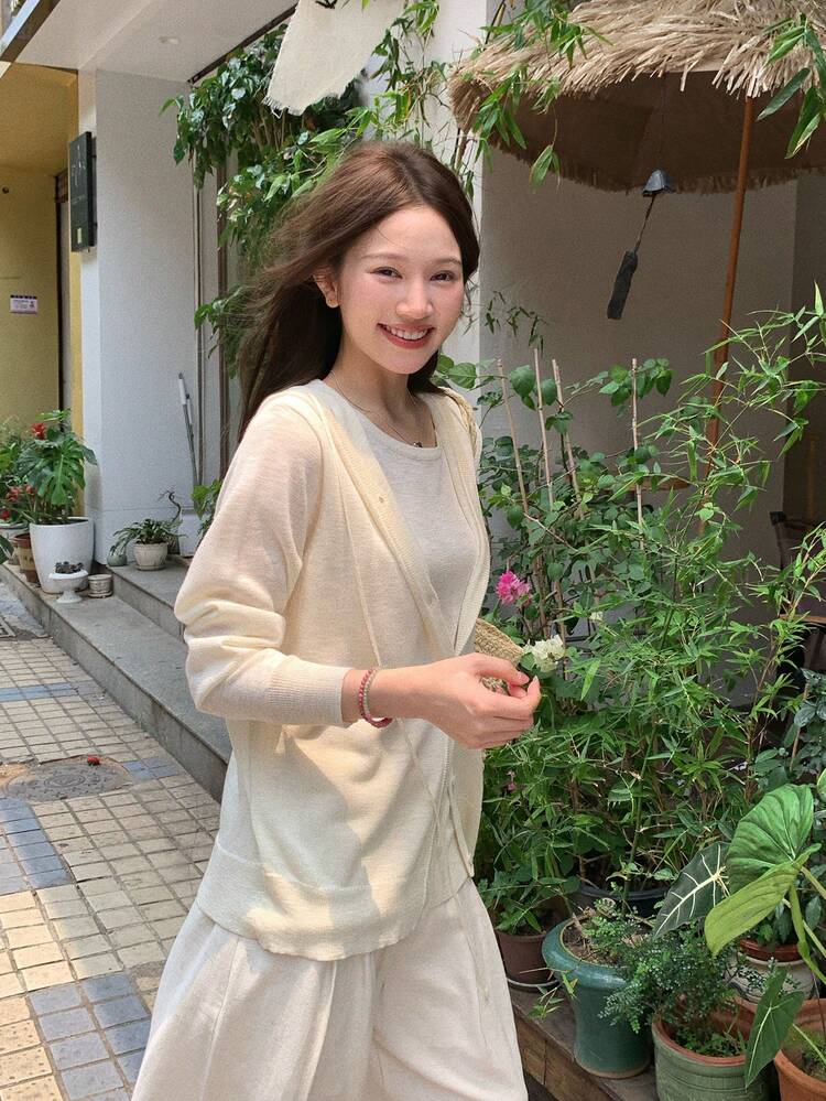 Women's Casual Solid Color Knit Sweater