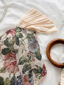 Soleia Áo ống kiểu dáng cổ điển sang trọng với họa tiết hoa jacquard nhiều màu sắc, có cúc và dây buộc phía sau, thích hợp cho kỳ nghỉ và hẹn hò. - Nhiều màu - Xem 6
