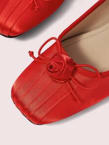 CUCCOO DOLLMOD Sepatu Wanita dengan Gesper Pita, Ujung Persegi, Nyaman, Manis, Satin, Warna Merah Muda Terang, Sepatu untuk Perjalanan Sehari-hari dan Musim Panas - Burgundy - View 3