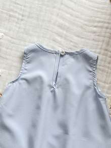 Vintaside Kids 春夏可爱卡通鸭子刺绣下摆无袖圆领连衣裙，适合女婴，俏皮甜美 - 藍色 - 查看 7