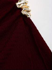 Sweetra Women's Sexy Crop Top With Ruched Detail And Side Slit - Burgundy - View 5