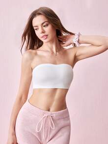 Bonmuse Bộ đồ lót mùa hè dành cho nữ, không dây, gồm áo ngực hai dây, áo ống, áo hở lưng và áo hai dây. - trắng - Xem 5