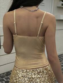 DAZY Gold Spaghetti Strap Party Club Night Camisole For Women Summer Rave - Gold - View 2