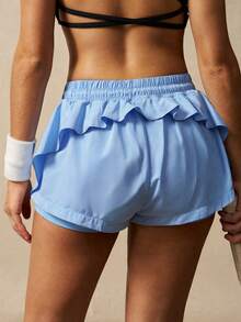 VARSIVA Women's Casual Versatile Drawstring Waist Pockets Lined Sports Shorts  For Gym Workouts. - Blue - View 15