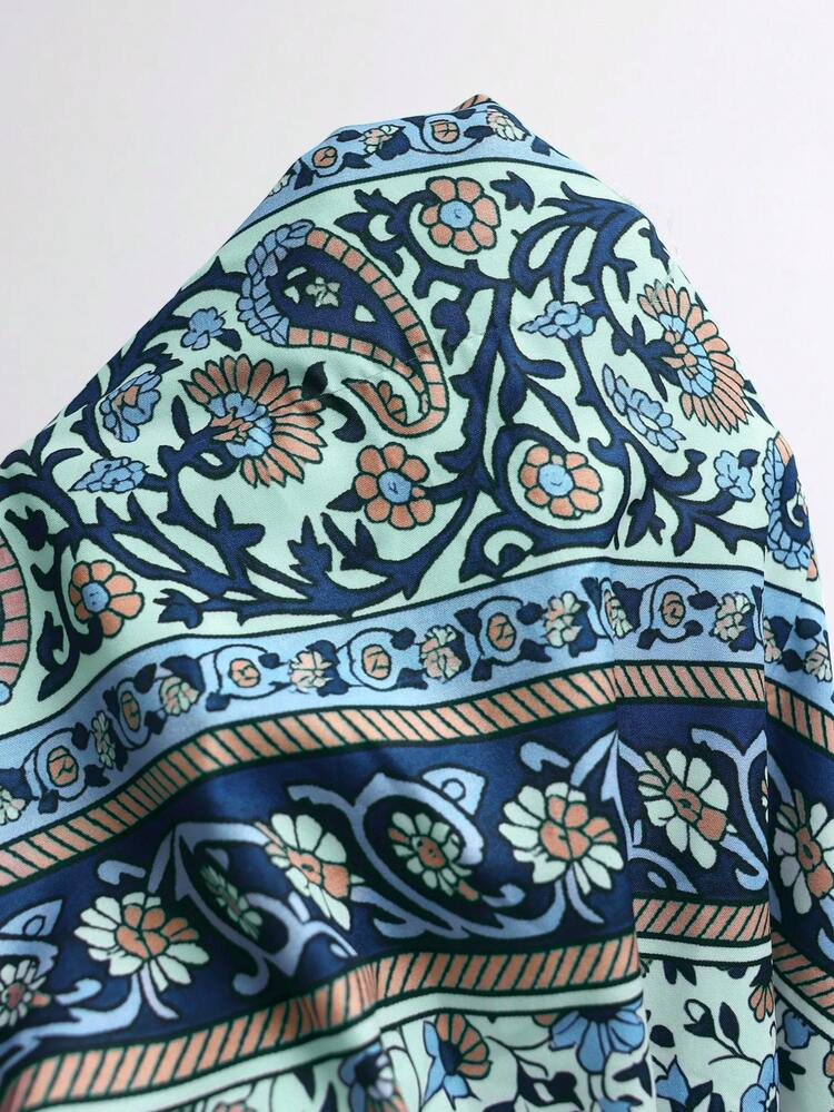 Plus Size Floral Print Casual Vacation Dress