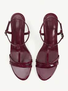 CUCCOO CHICEST Giày nữ mùa hè mới, sandal cao gót mũi tròn cho nữ. - Màu Đỏ Sâu - Xem 2