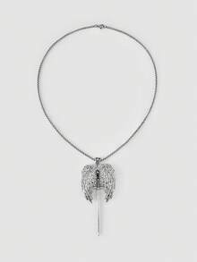 A Hot-Selling Fashion Retro Gothic Style Wing Shape Pendant Necklace - Substitute Platinum - View 3