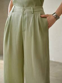 MOTF PREMIUM WOMEN'S PLICATED SOLID COLOR PANTS - Green - View 6