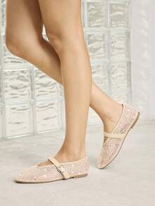 MOTF PREMIUM WOMEN'S COMFORTABLE VERSATILE SQUARE TOE MARY JANE FLATS, SUITABLE FOR COMMUTING & CASUAL WEAR - Light apricot - View 7
