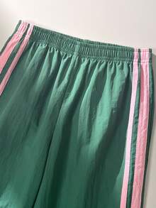 SHEIN Elladie kids 少女撞色短袖T恤短裤套装，运动风，宽松修身设计，轻薄面料，适合日常穿着、休闲运动或搭配。 - 粉色 - 查看 3