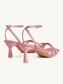 CUCCOO CHICEST Gentle Girly Pink Cross-Strapped Sandals, Square Heel Design, Summer Versatile Commuter Shoes Summer Shoes - Pink - View 12