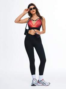 WanderVale Áo hai dây in họa tiết dành cho nữ, áo tập yoga, áo thể thao ôm sát, co giãn, thoáng khí. - Nhiều màu - Xem 4