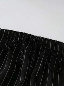 SHEIN Tall CURVE Quần dài tối giản đa năng dành cho nữ cỡ lớn, quần tây thường ngày chất lượng cao, tôn dáng với đường nét đơn giản, thanh lịch. - Đen và trắng - Xem 3