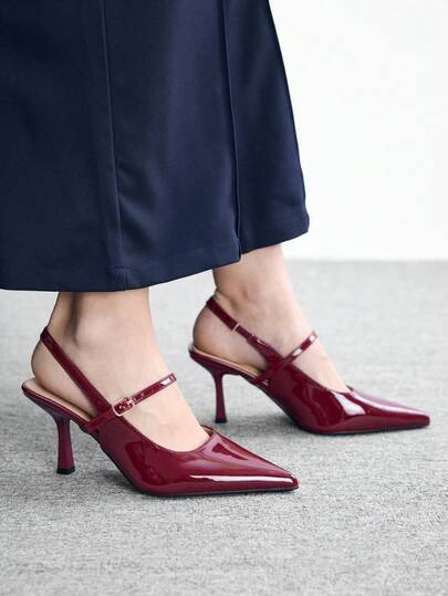CUCCOO BIZCHIC Women's Fashion High Heels Single Shoes Cross Strap Kitten And Patent Leather Commuter Elegant Holiday Outdoor Wear